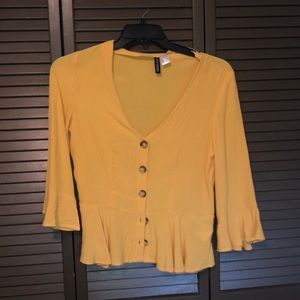 yellow flowy button down
